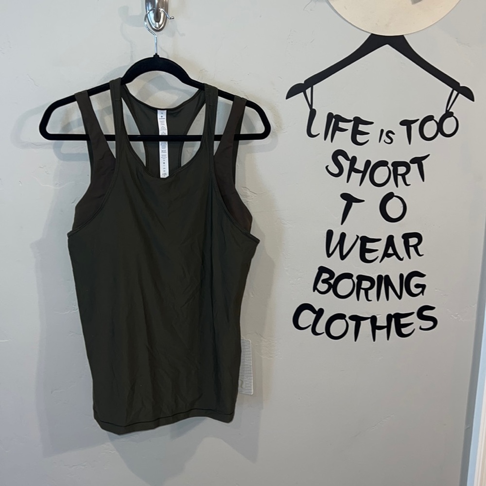 Lululemon In Your Pace Tank dark green NWT